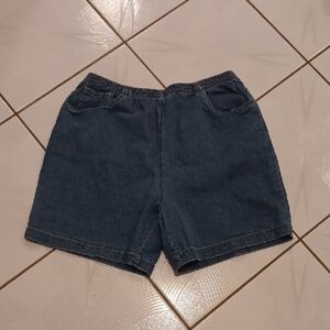4/$40 Navy Jean Shorts with Elastic Waistband and Relaxed Fit - Size Large